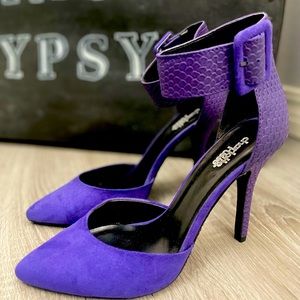 Charlotte Russe Purple Pointed Toe Stilleto Pumps Ankle Strap size 10